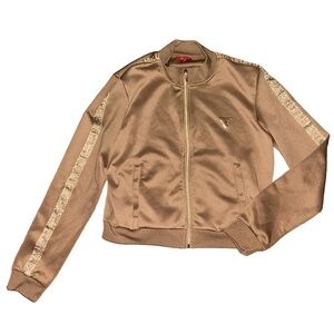 NWOT Guess Women's Tan Bomber Jacket w/ Gold Details